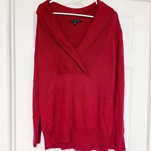 Banana Republic Red Cowl Neck Deep V Sweater